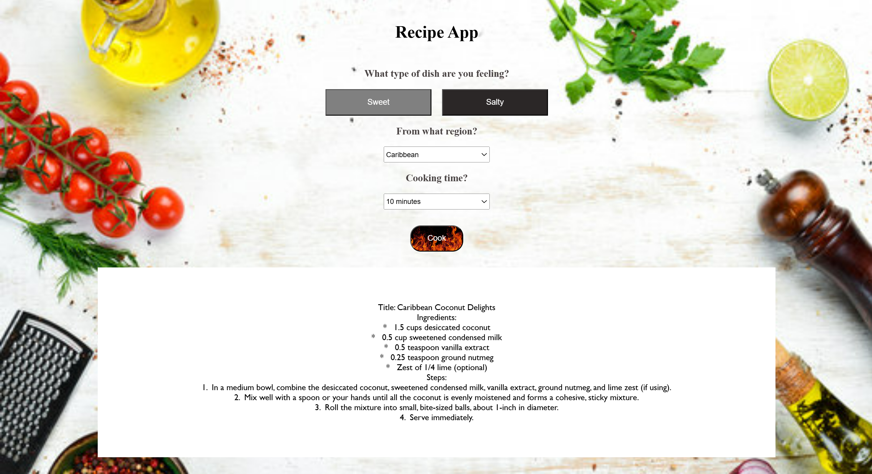Recipe app screenshot